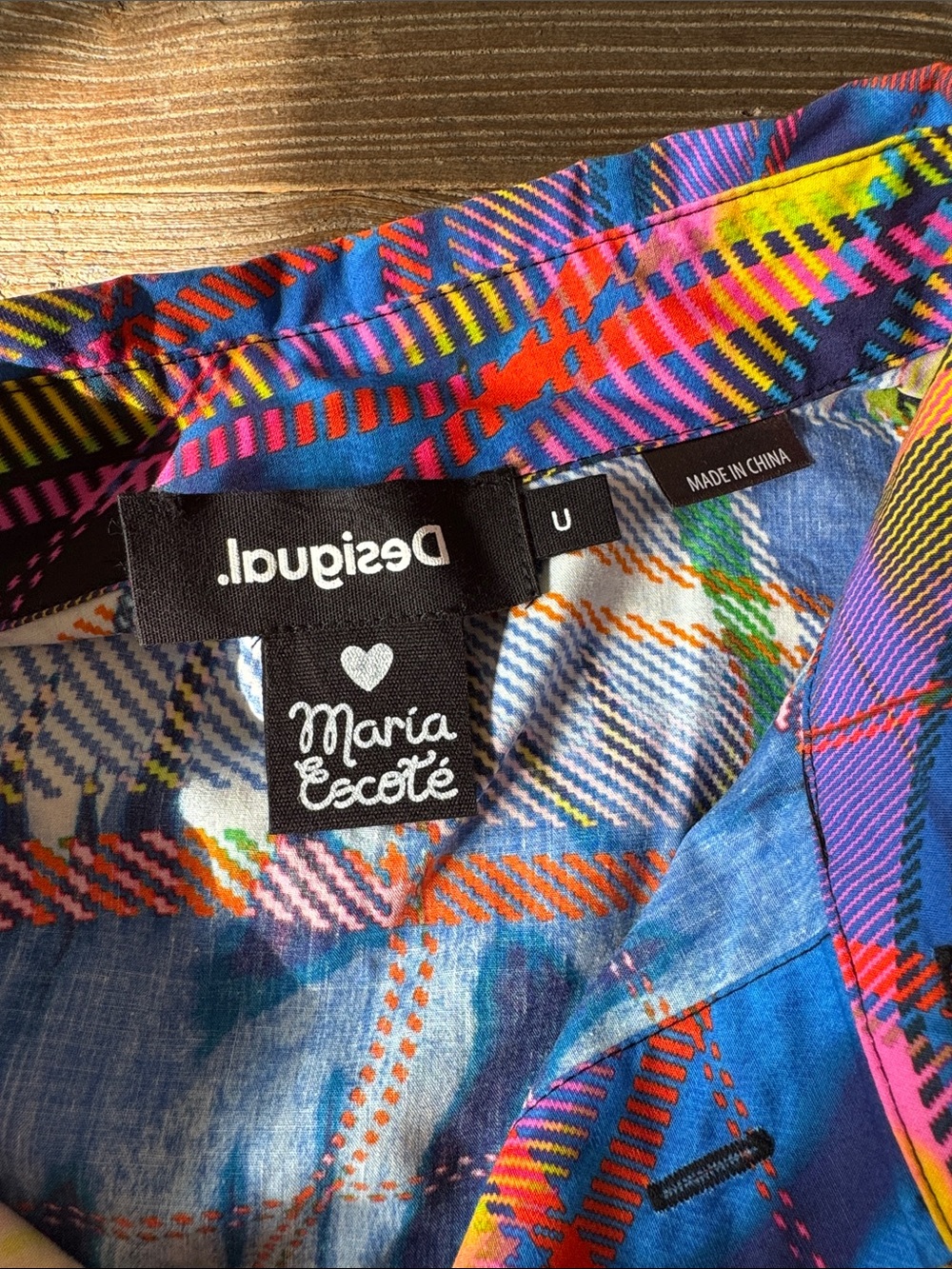María Escoté Oversize unisex distorted psychedelic Plaid Shirt OS - Picture 5 of 9